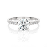 Round Lab Grown Diamond Side Stone Engagement Ring