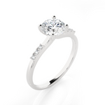 Round Lab Grown Diamond Side Stone Engagement Ring