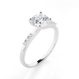 Round Lab Grown Diamond Side Stone Engagement Ring