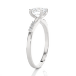 Round Lab Grown Diamond Side Stone Engagement Ring