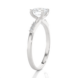 Round Lab Grown Diamond Side Stone Engagement Ring