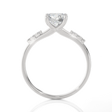 Round Lab Grown Diamond Side Stone Engagement Ring