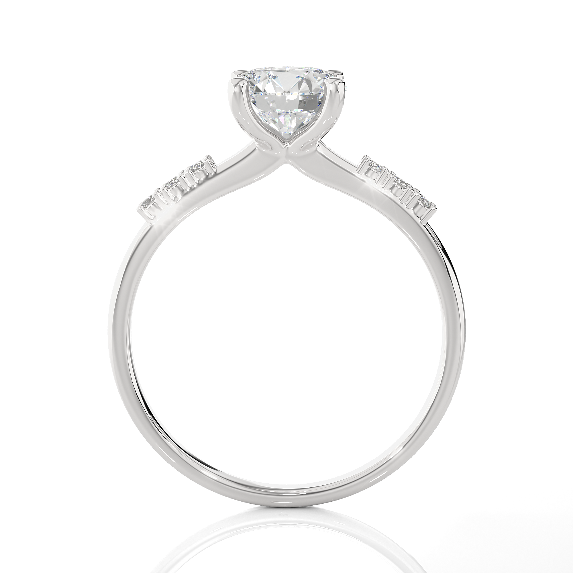 Round Lab Grown Diamond Side Stone Engagement Ring