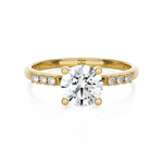 Round Lab Grown Diamond Side Stone Engagement Ring