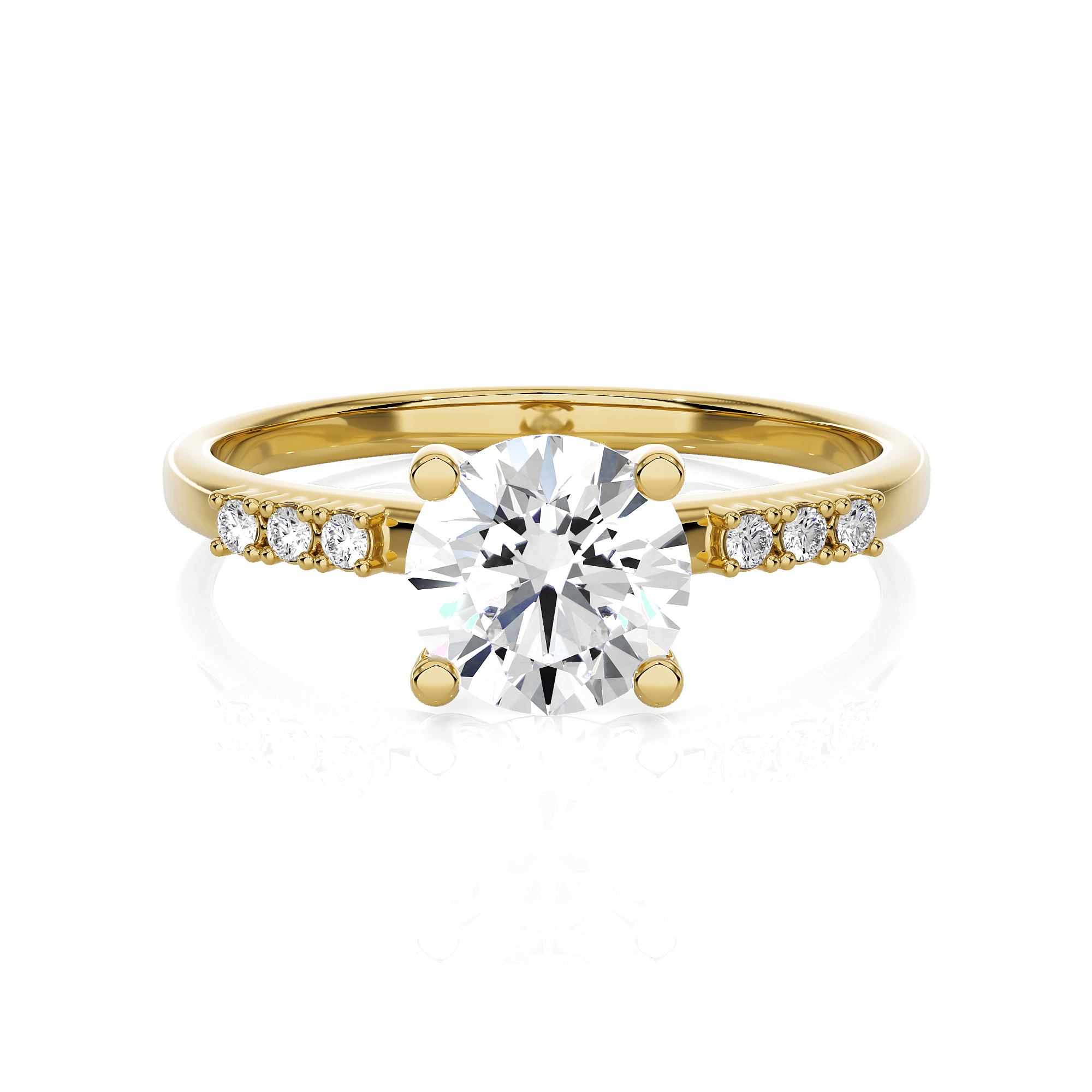 Round Lab Grown Diamond Side Stone Engagement Ring