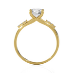 Round Lab Grown Diamond Side Stone Engagement Ring