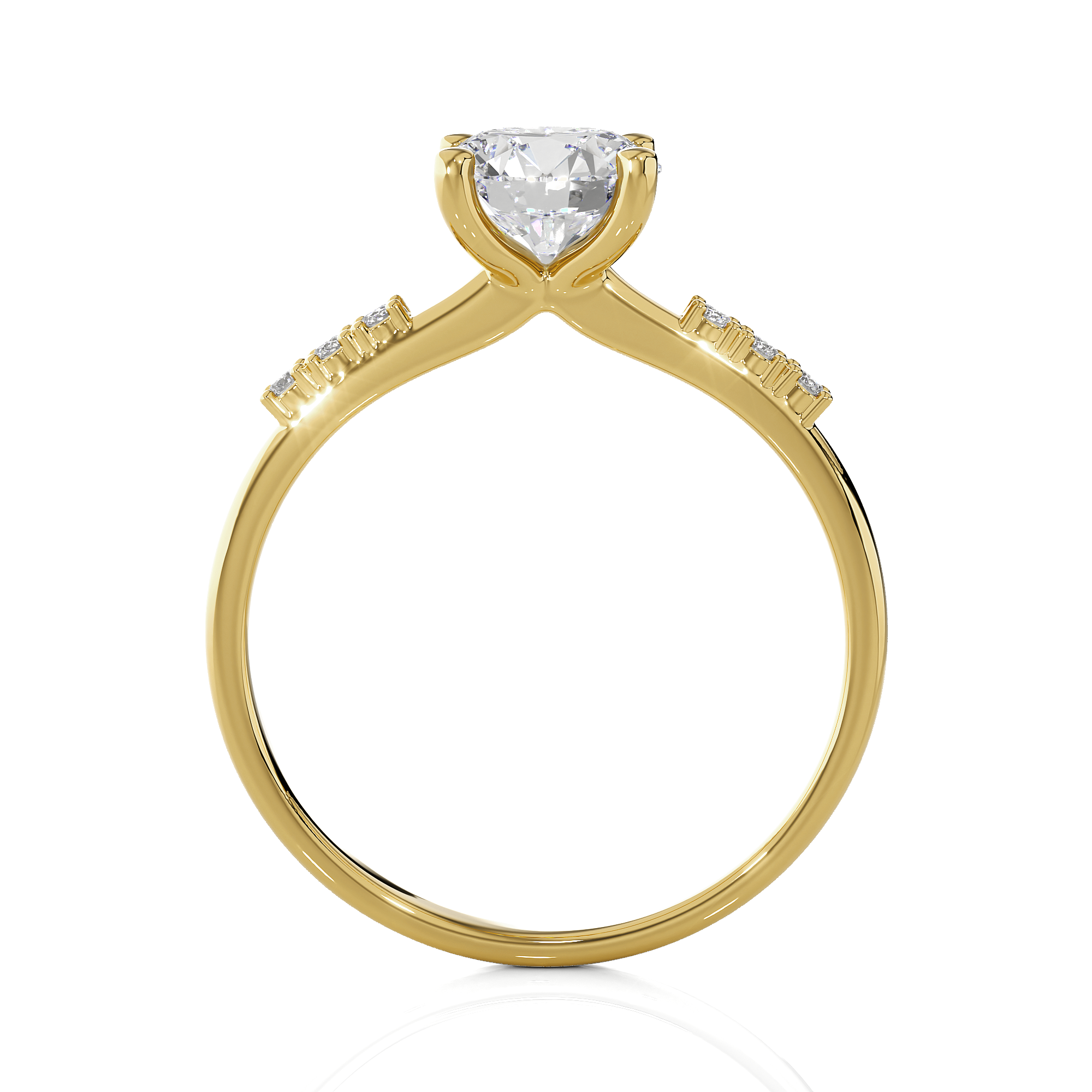 Round Lab Grown Diamond Side Stone Engagement Ring