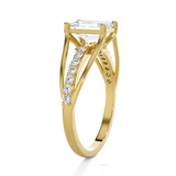 Emerald-Cut Lab Grown Diamond Side Stone Engagement Ring
