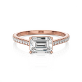Emerald-Cut Lab Grown Diamond Side Stone Engagement Ring