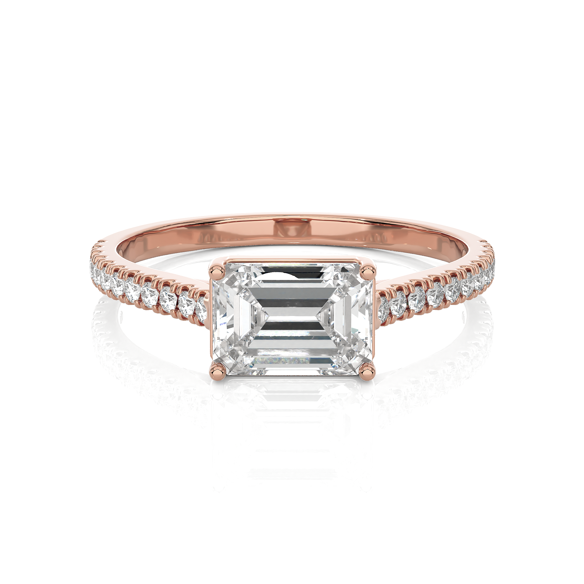 Emerald-Cut Lab Grown Diamond Side Stone Engagement Ring