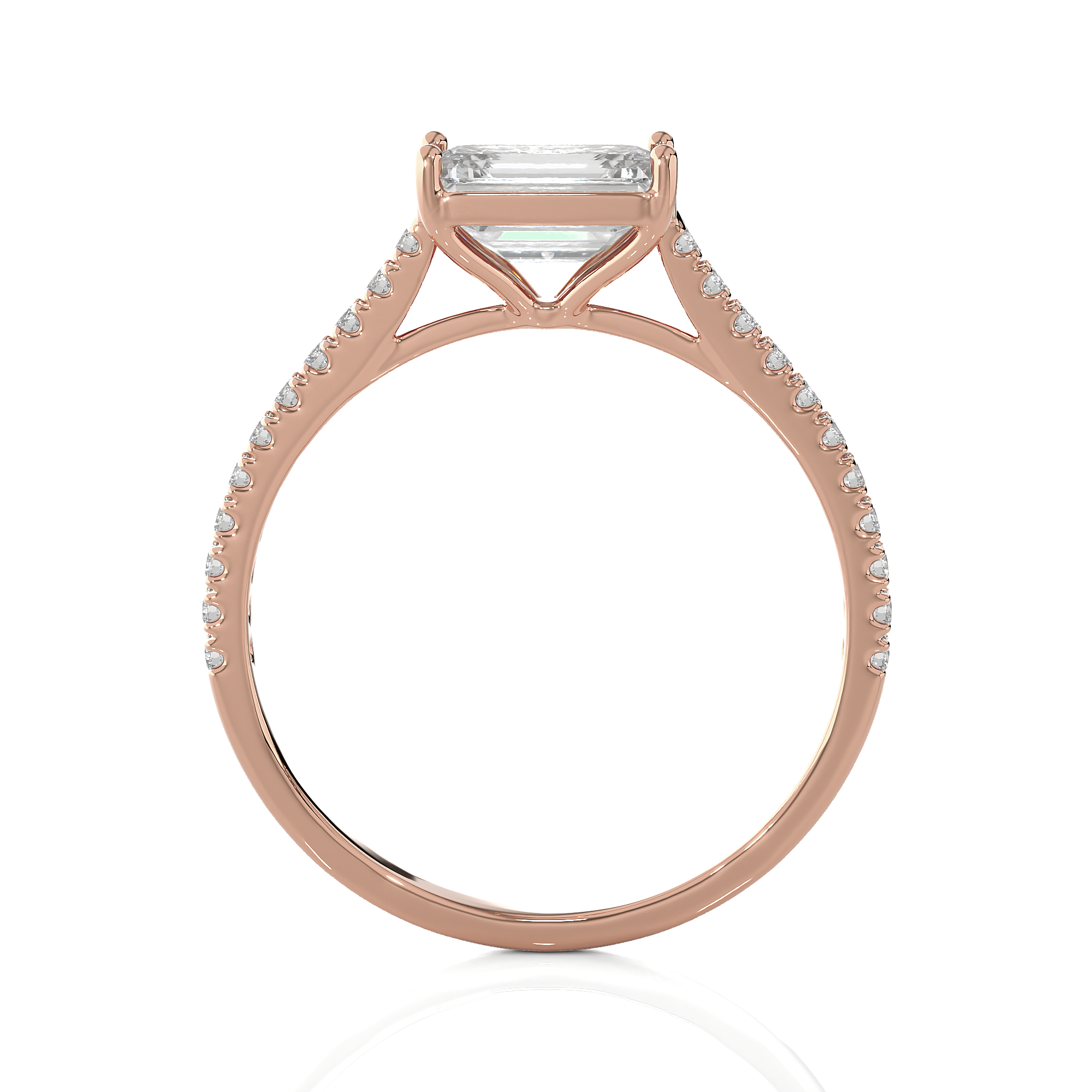 Emerald-Cut Lab Grown Diamond Side Stone Engagement Ring