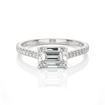 Emerald-Cut Lab Grown Diamond Side Stone Engagement Ring