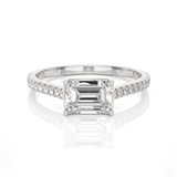 Emerald-Cut Lab Grown Diamond Side Stone Engagement Ring