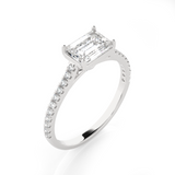 Emerald-Cut Lab Grown Diamond Side Stone Engagement Ring