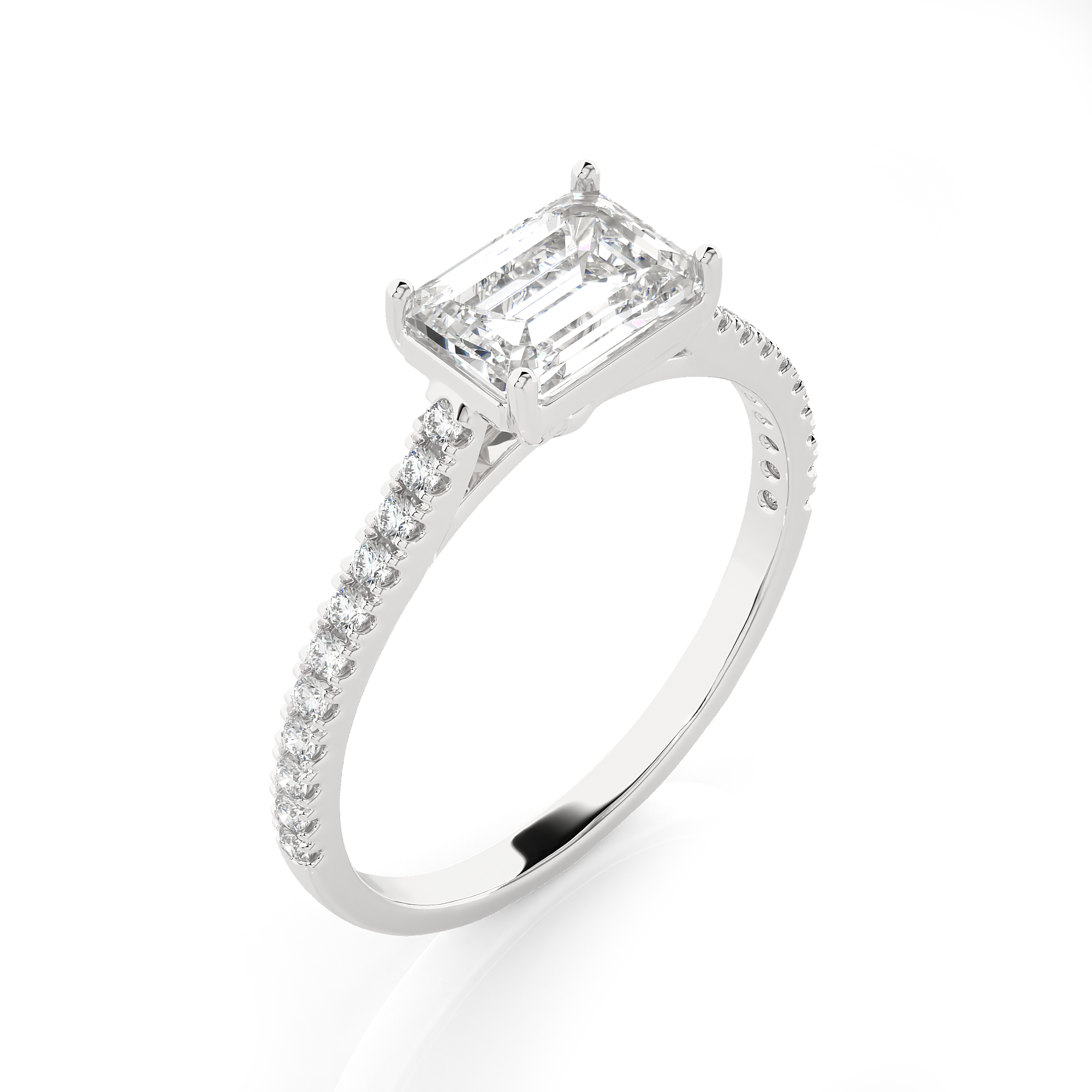 Emerald-Cut Lab Grown Diamond Side Stone Engagement Ring