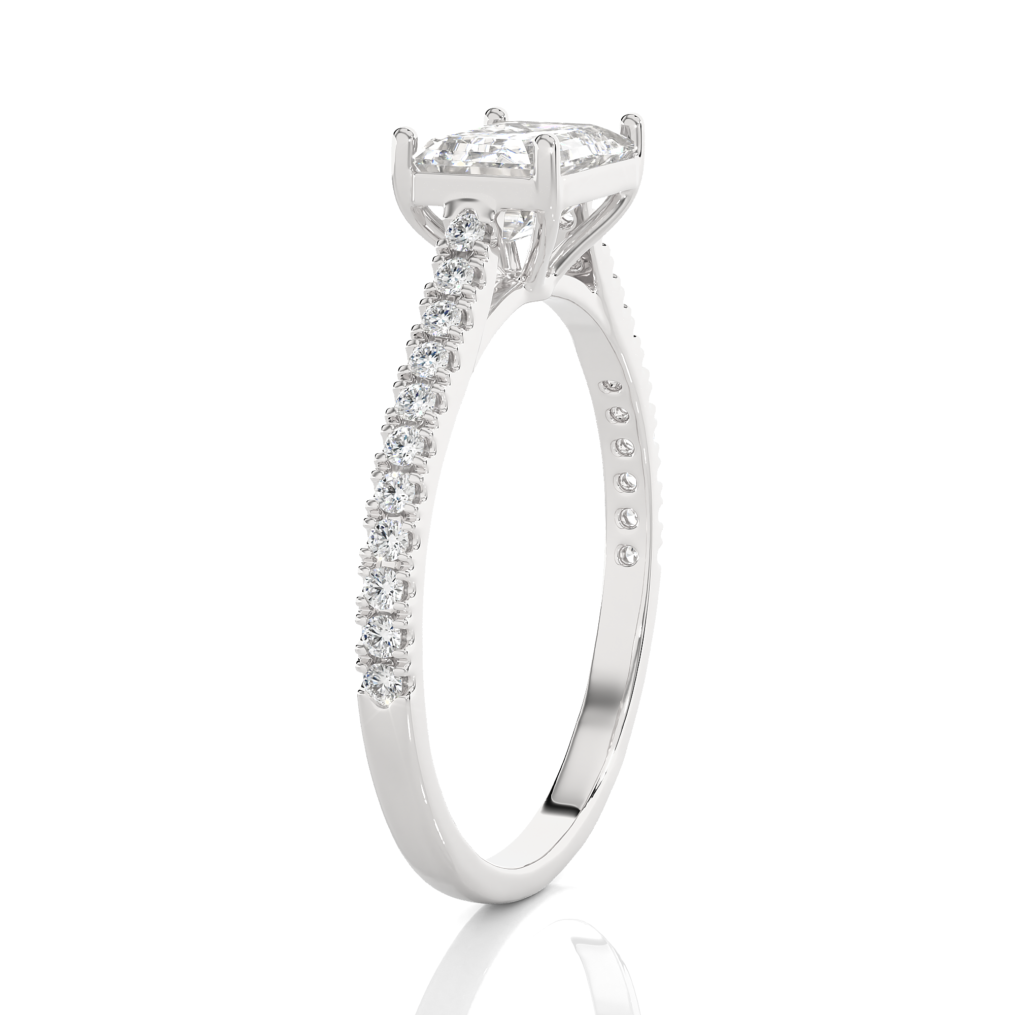 Emerald-Cut Lab Grown Diamond Side Stone Engagement Ring