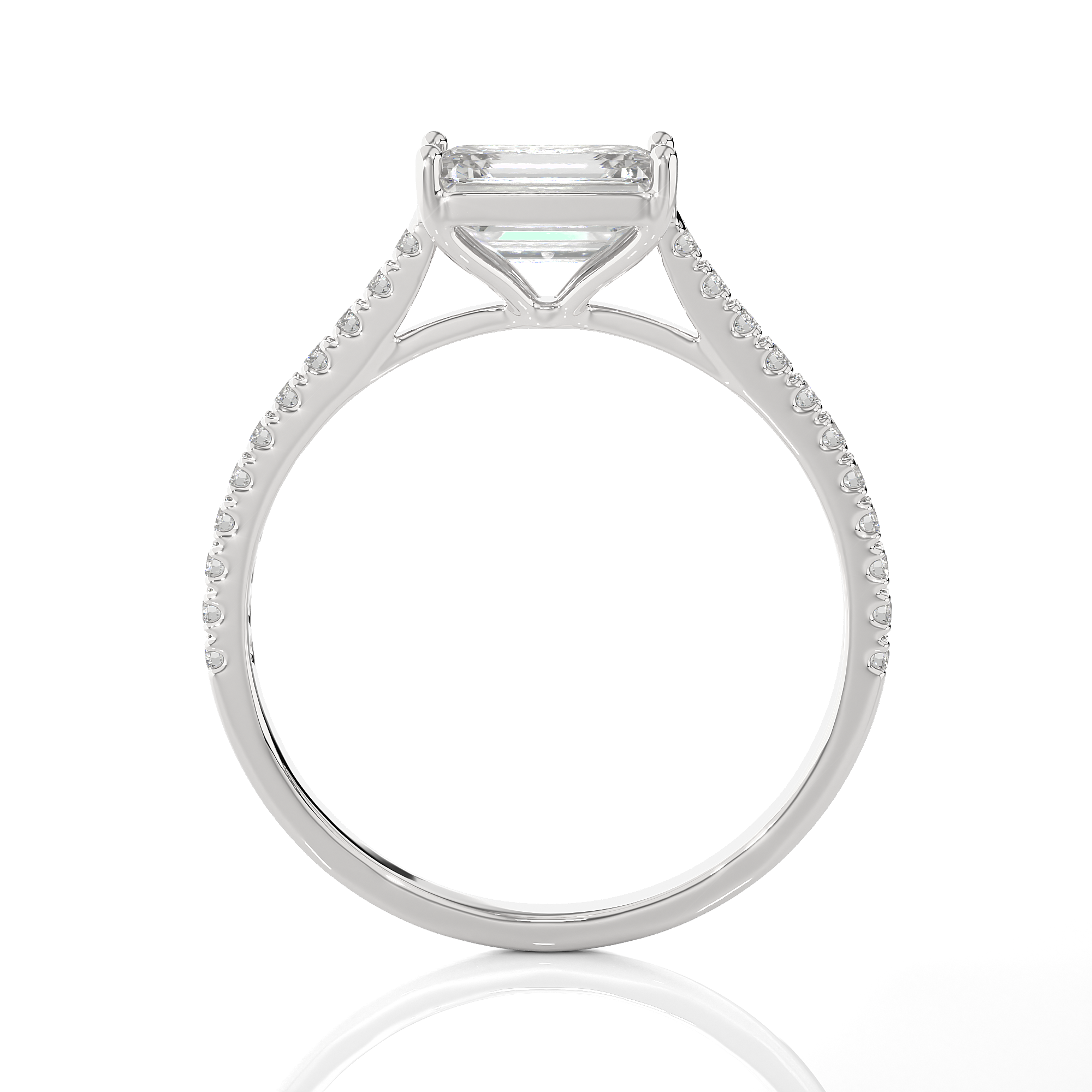 Emerald-Cut Lab Grown Diamond Side Stone Engagement Ring