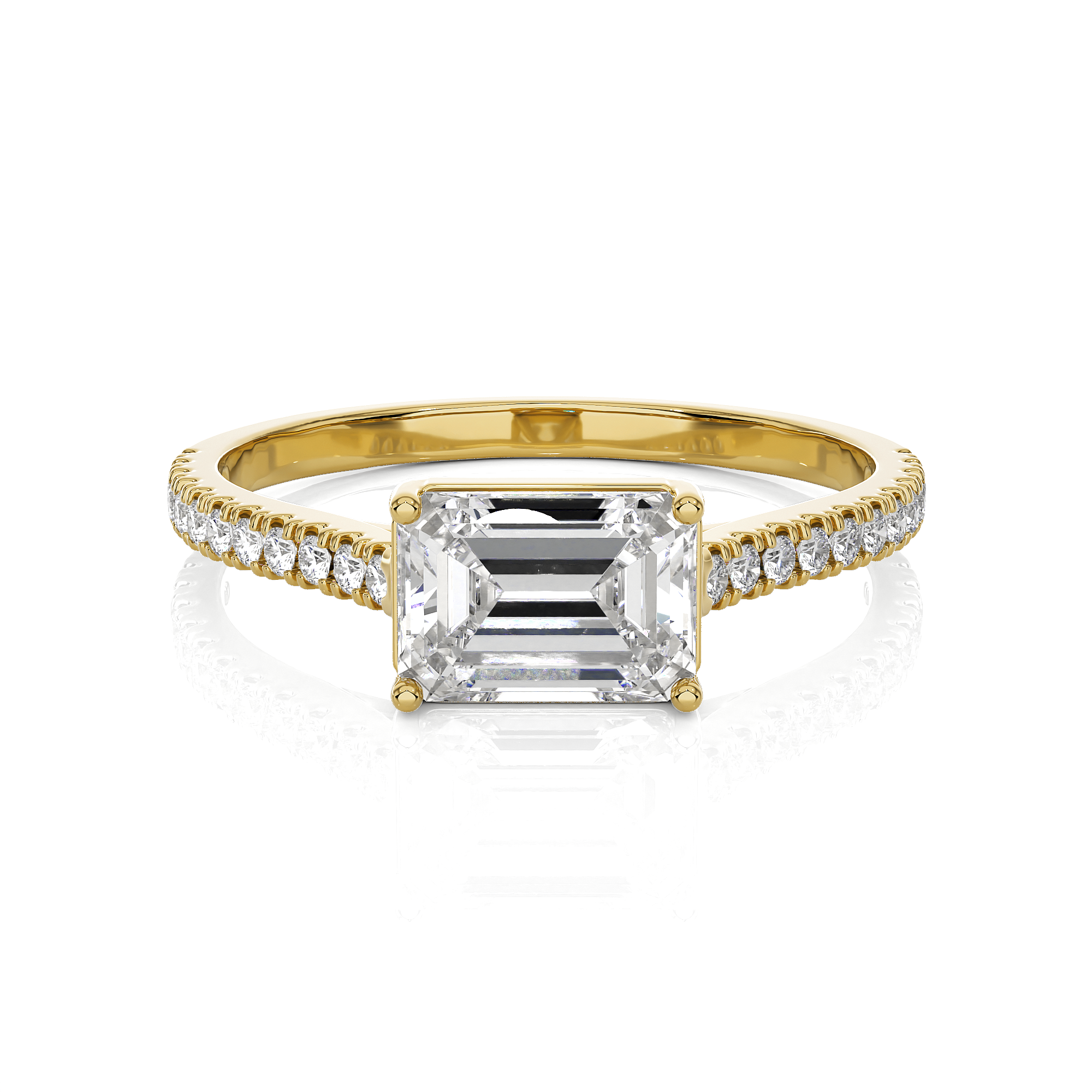 Emerald-Cut Lab Grown Diamond Side Stone Engagement Ring