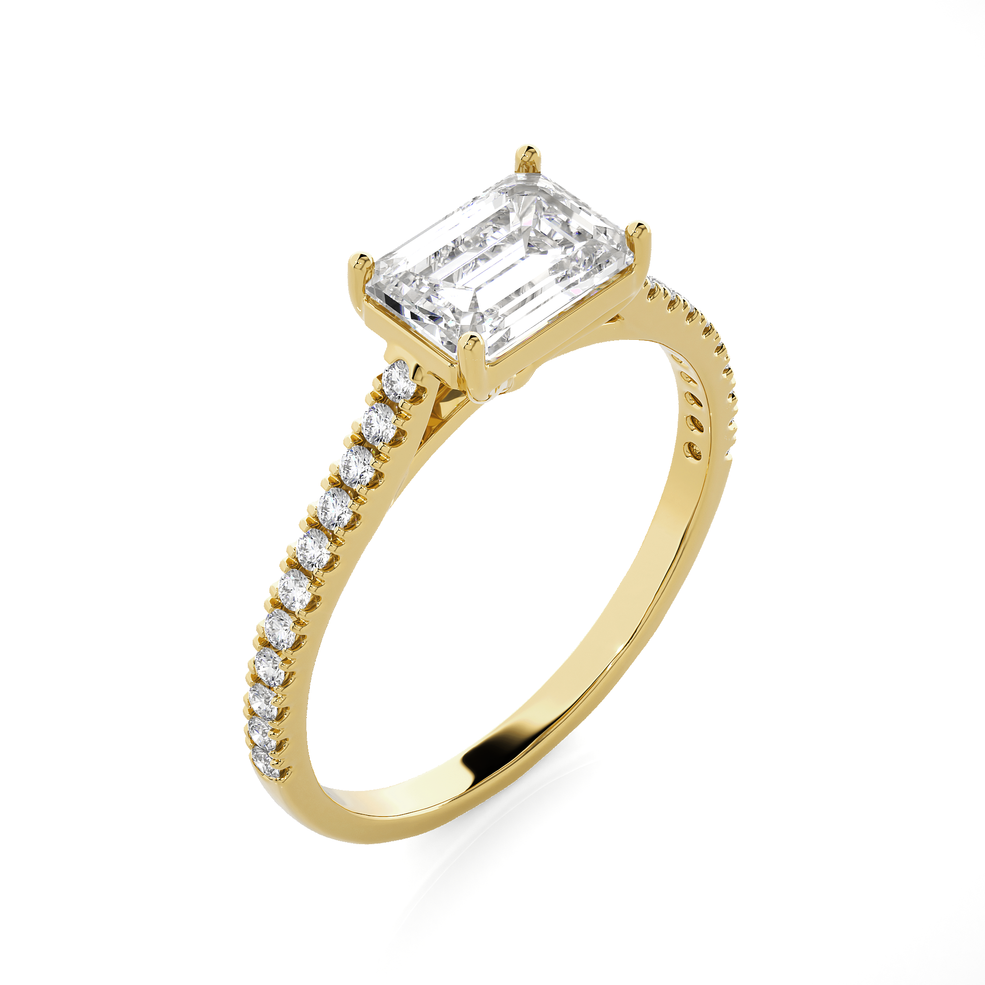 Emerald-Cut Lab Grown Diamond Side Stone Engagement Ring