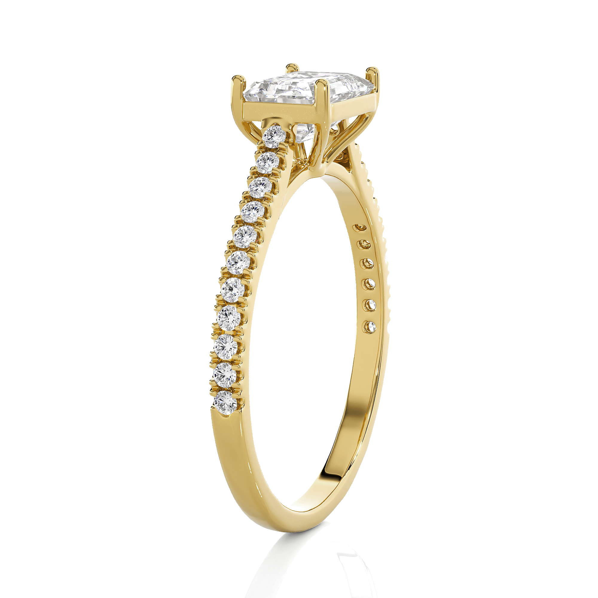 Emerald-Cut Lab Grown Diamond Side Stone Engagement Ring