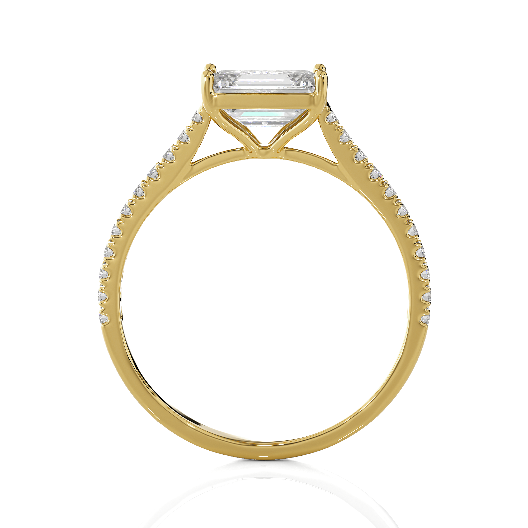 Emerald-Cut Lab Grown Diamond Side Stone Engagement Ring