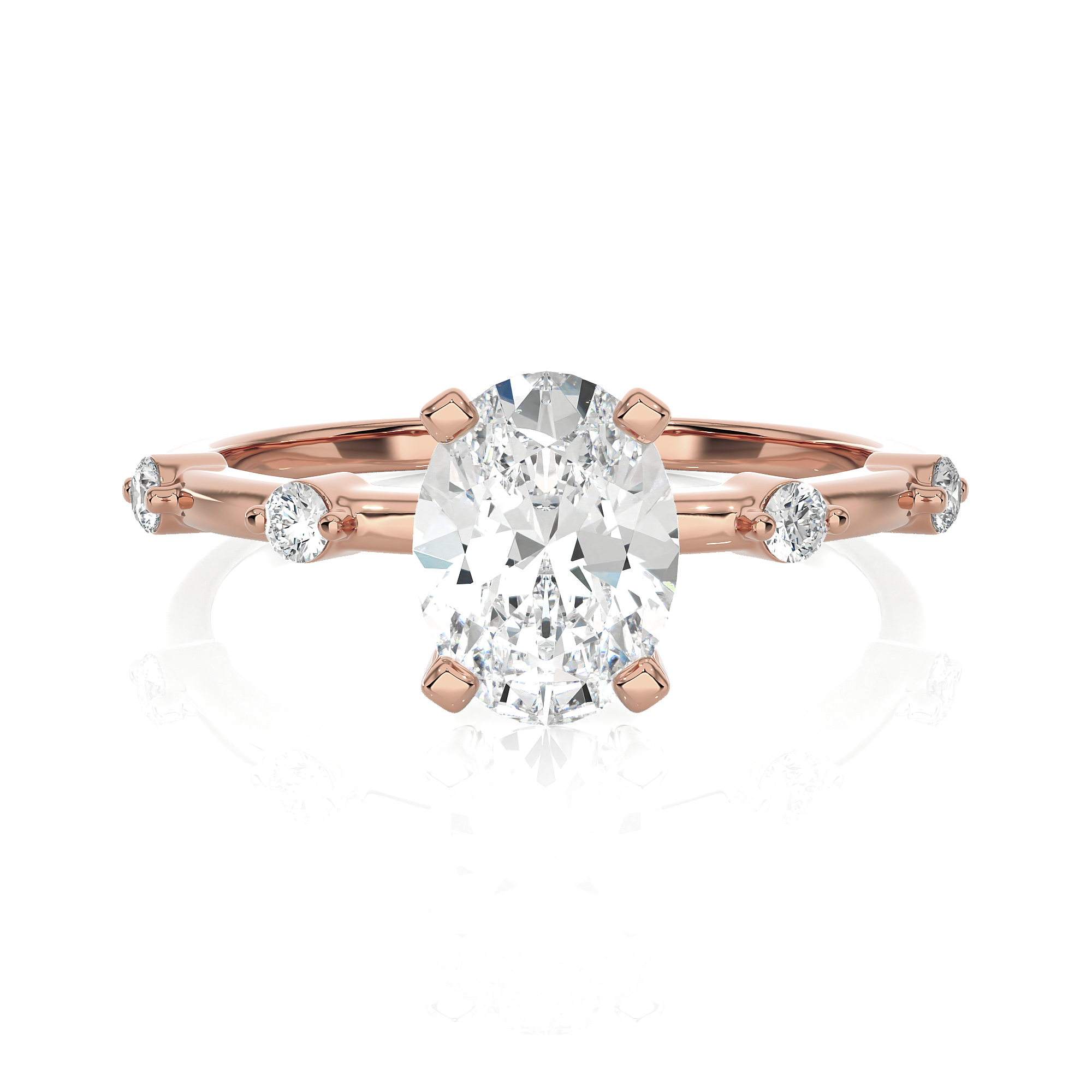 Oval Lab Grown Diamond Side Stone Engagement Ring