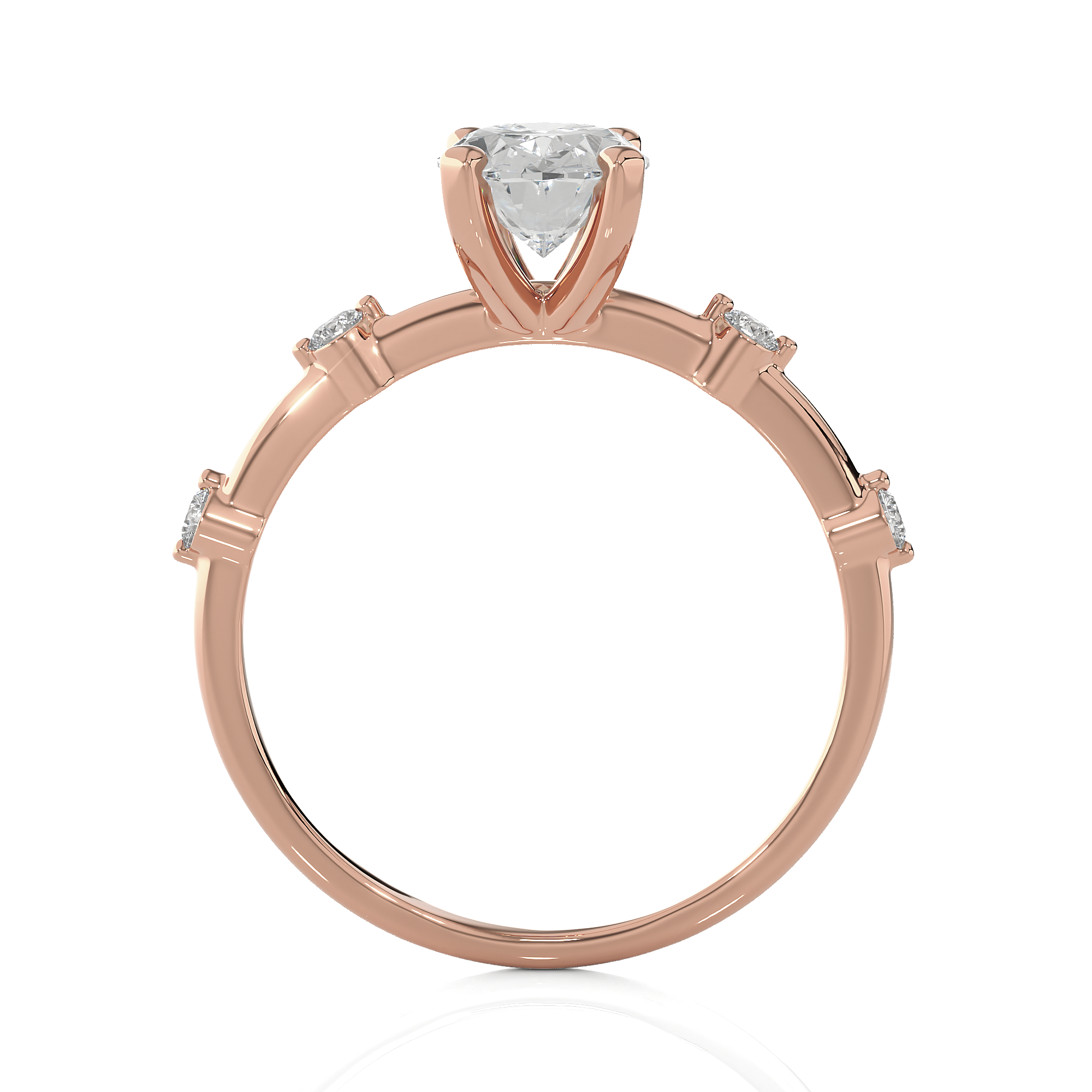 Oval Lab Grown Diamond Side Stone Engagement Ring