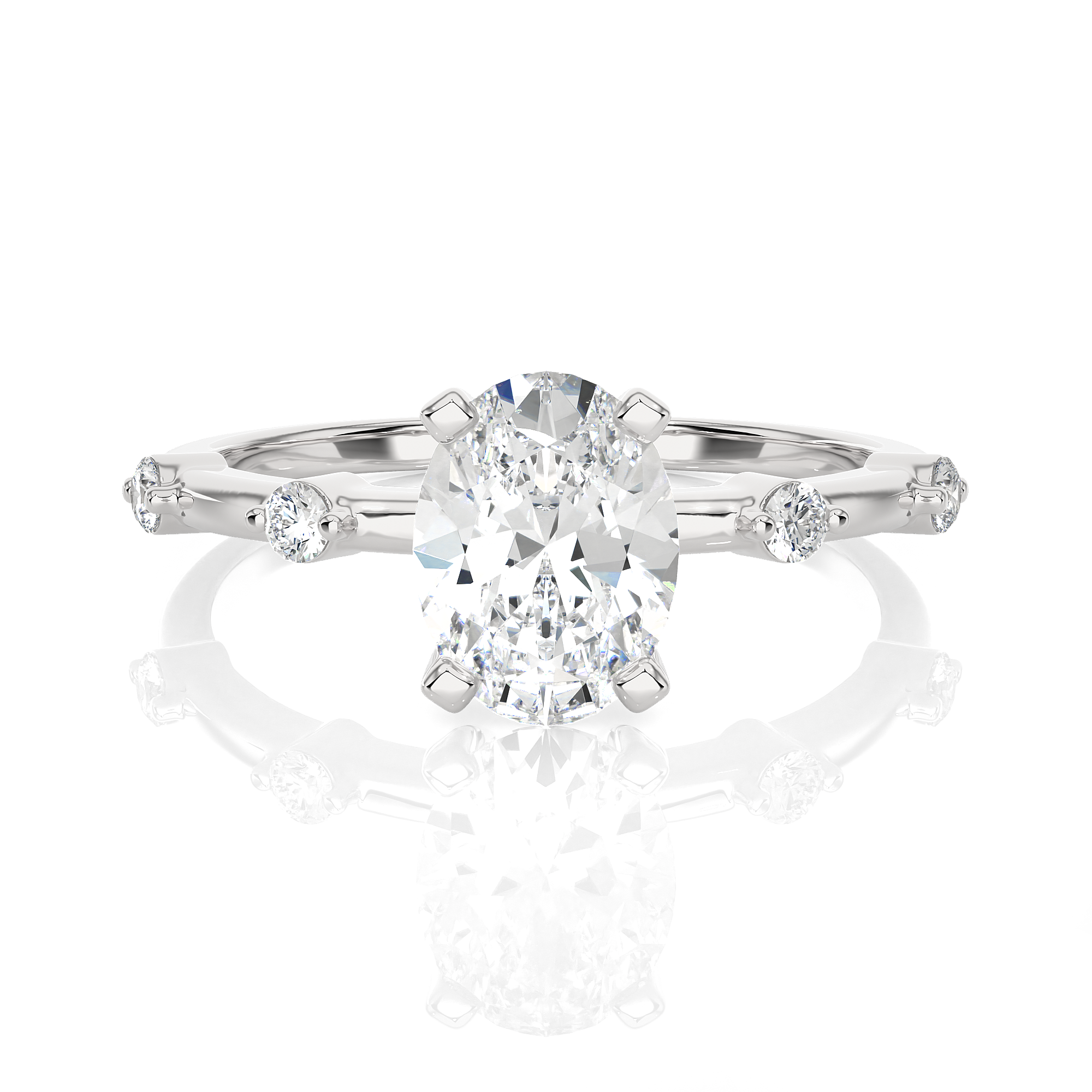 Oval Lab Grown Diamond Side Stone Engagement Ring