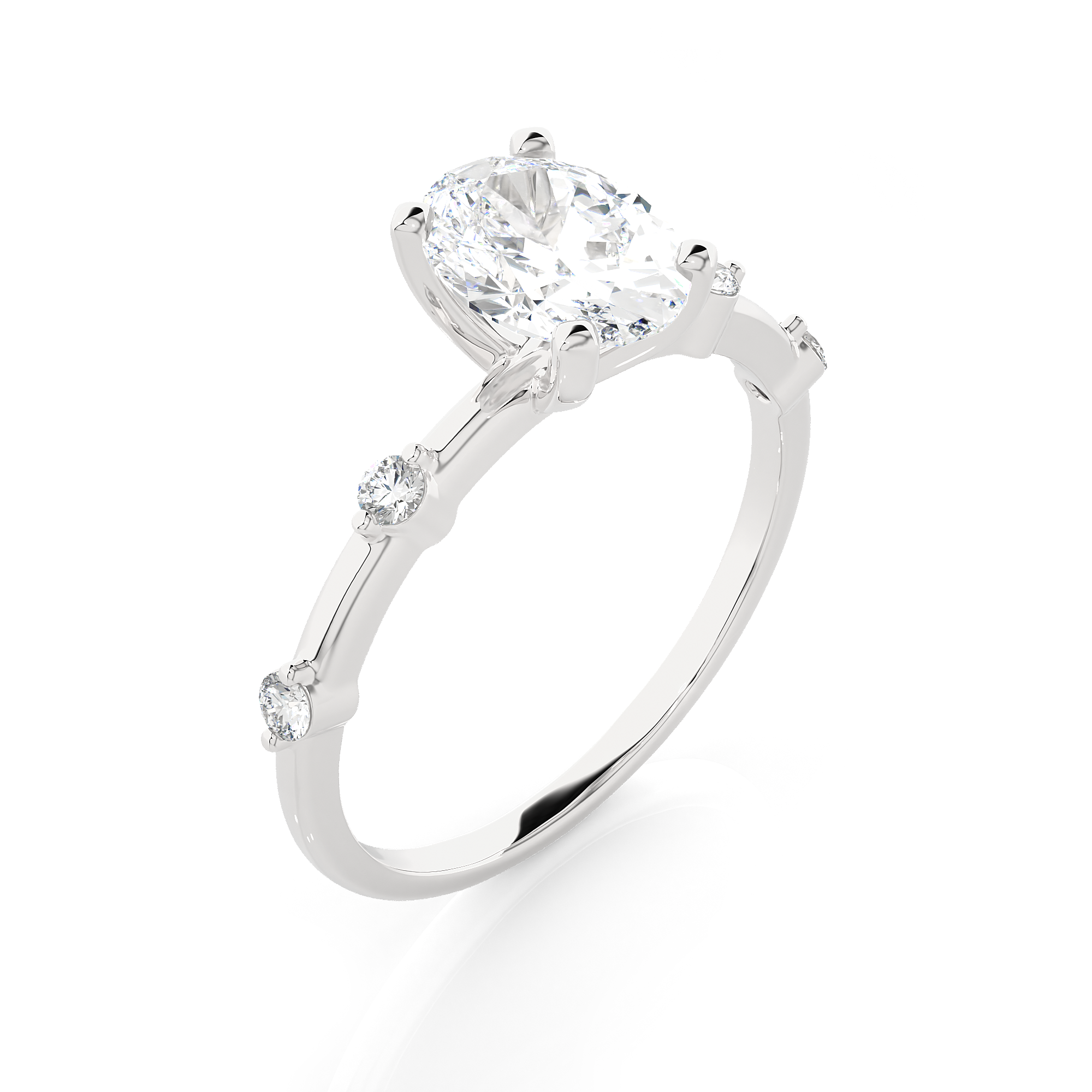 Oval Lab Grown Diamond Side Stone Engagement Ring