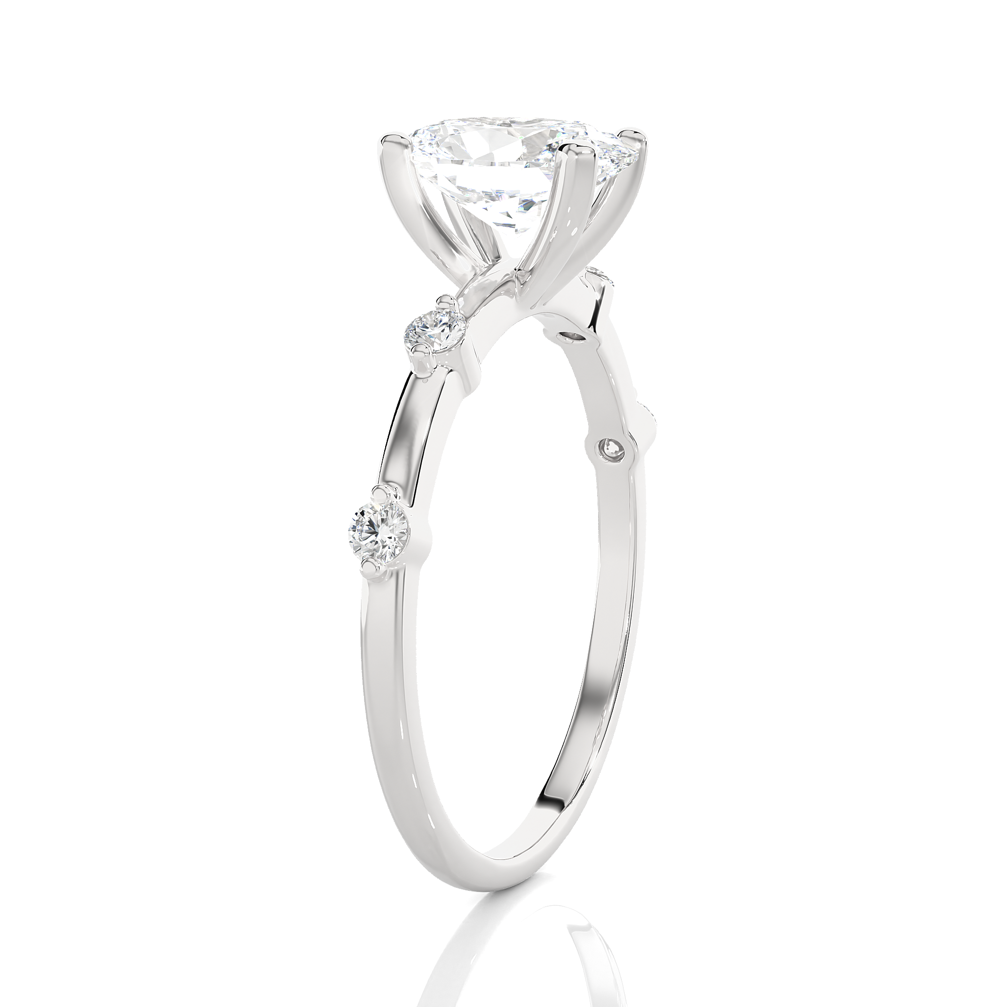 Oval Lab Grown Diamond Side Stone Engagement Ring