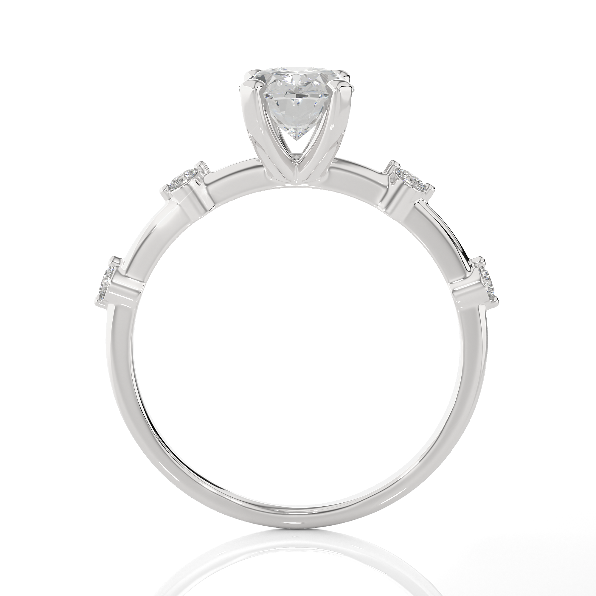 Oval Lab Grown Diamond Side Stone Engagement Ring