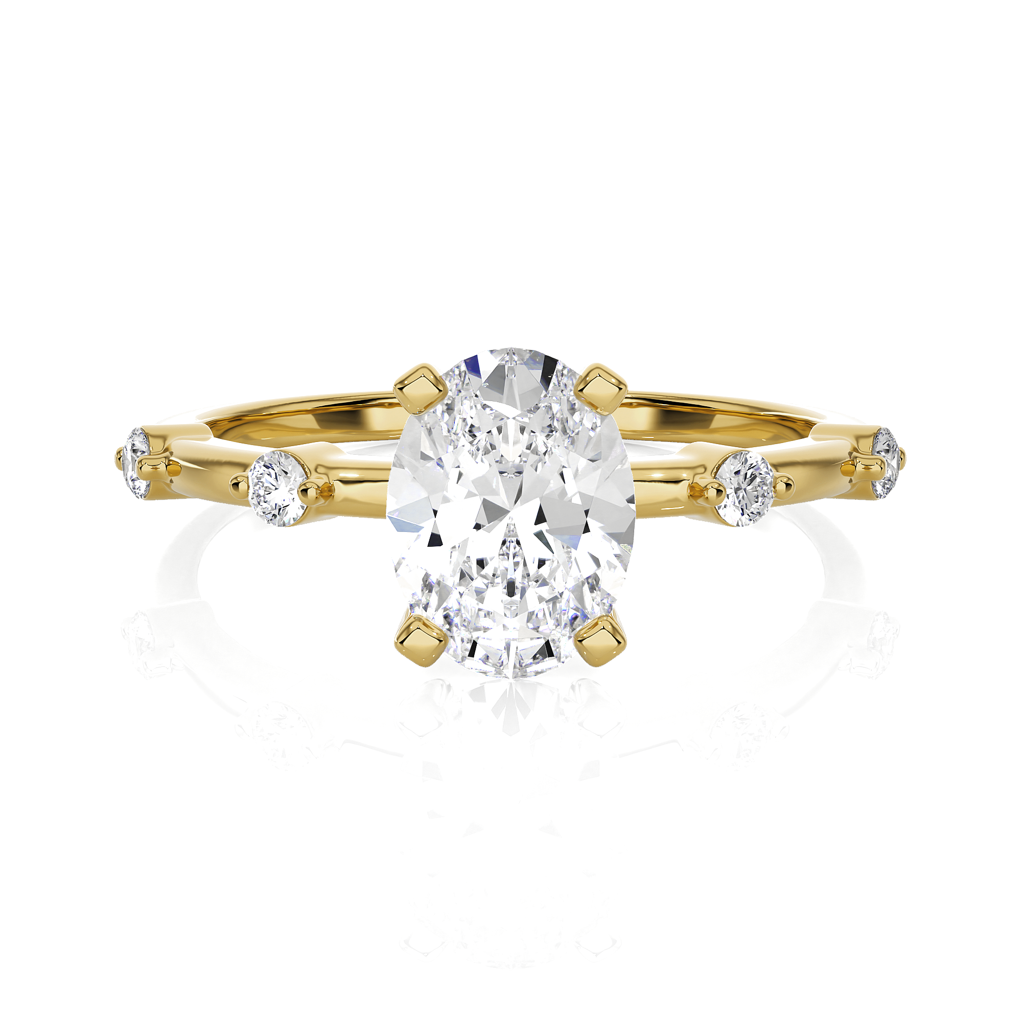 Oval Lab Grown Diamond Side Stone Engagement Ring