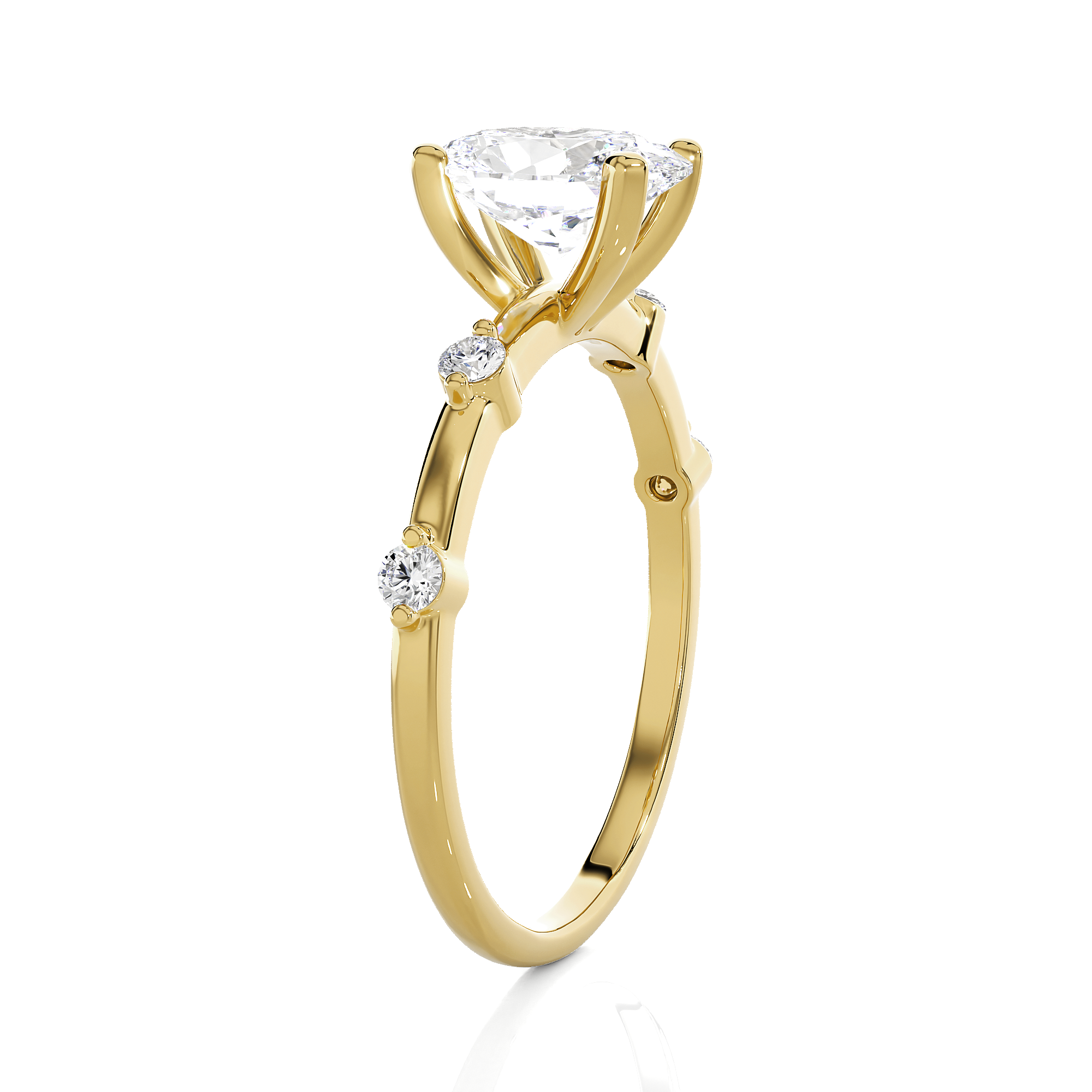 Oval Lab Grown Diamond Side Stone Engagement Ring
