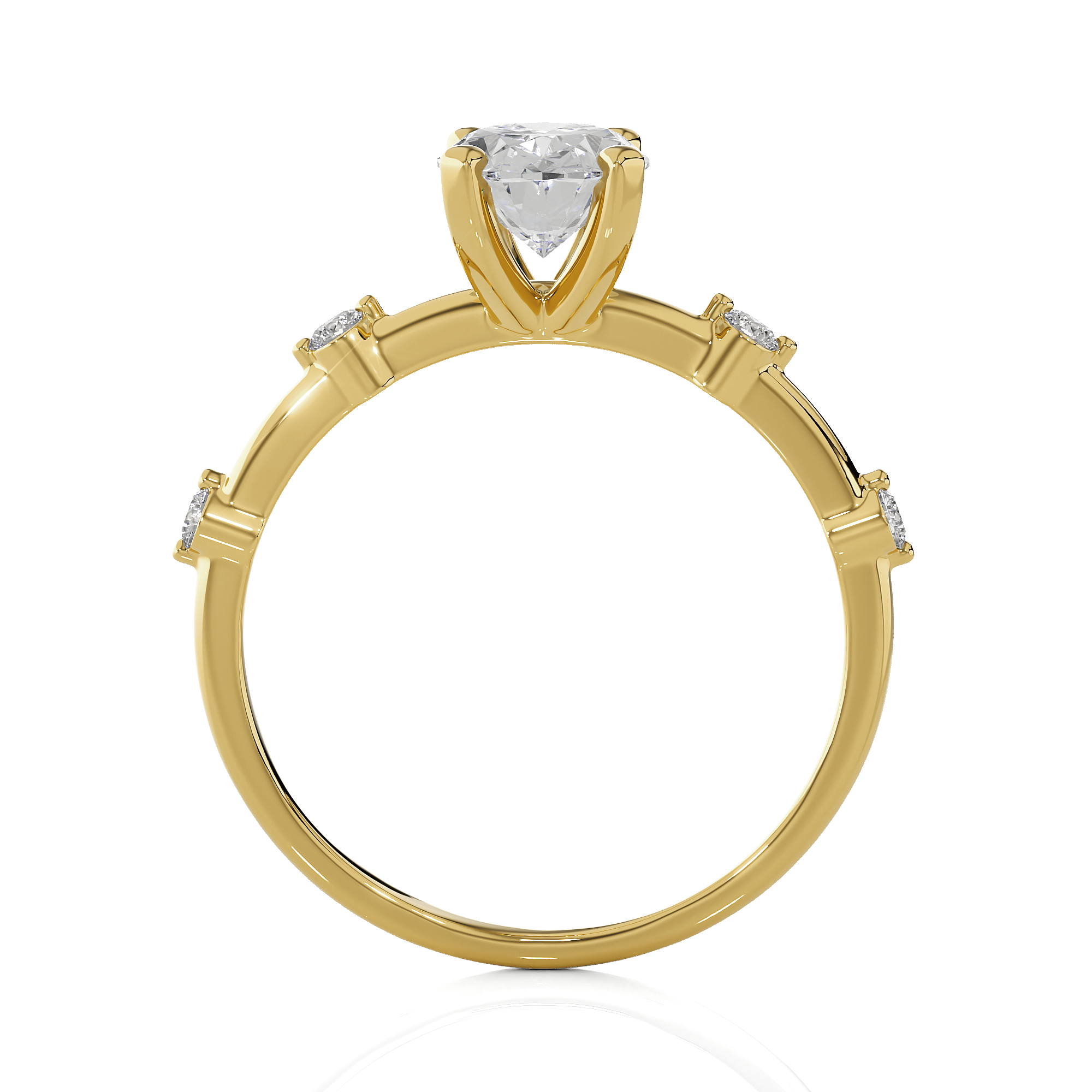 Oval Lab Grown Diamond Side Stone Engagement Ring