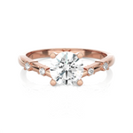 Round Lab Grown Diamond Side Stone Engagement Ring