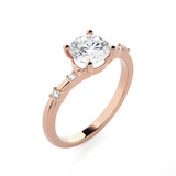 Round Lab Grown Diamond Side Stone Engagement Ring