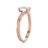 Round Lab Grown Diamond Side Stone Engagement Ring