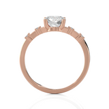 Round Lab Grown Diamond Side Stone Engagement Ring