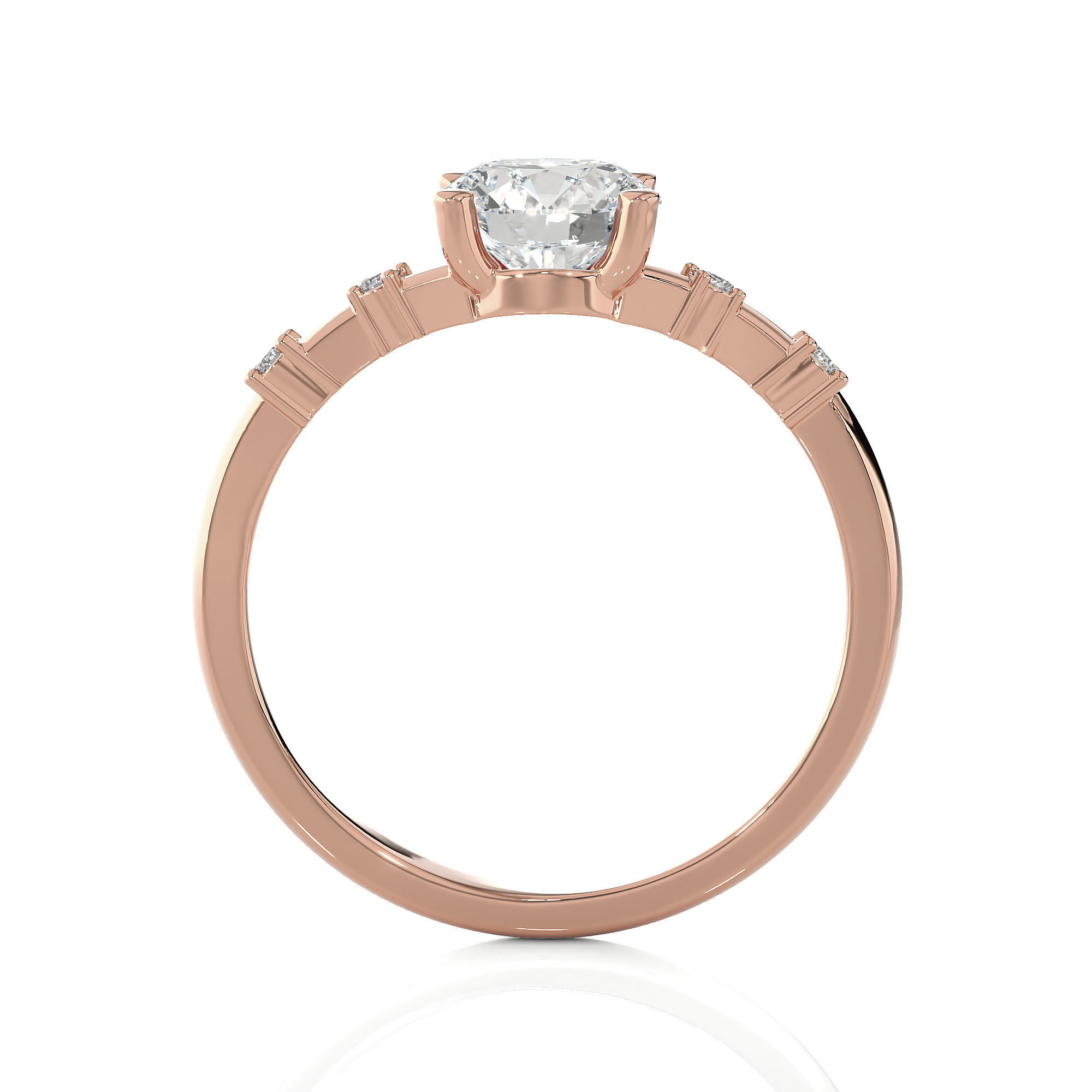 Round Lab Grown Diamond Side Stone Engagement Ring