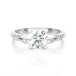 Round Lab Grown Diamond Side Stone Engagement Ring