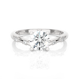 Round Lab Grown Diamond Side Stone Engagement Ring