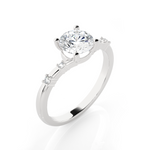 Round Lab Grown Diamond Side Stone Engagement Ring