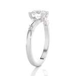 Round Lab Grown Diamond Side Stone Engagement Ring