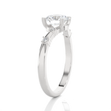 Round Lab Grown Diamond Side Stone Engagement Ring