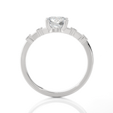 Round Lab Grown Diamond Side Stone Engagement Ring