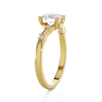 Round Lab Grown Diamond Side Stone Engagement Ring