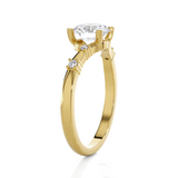 Round Lab Grown Diamond Side Stone Engagement Ring
