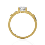 Round Lab Grown Diamond Side Stone Engagement Ring