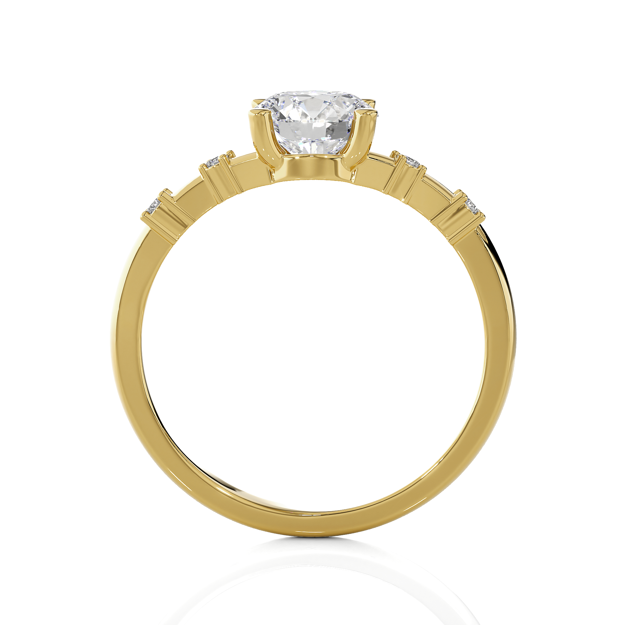 Round Lab Grown Diamond Side Stone Engagement Ring