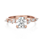 Round Lab Grown Diamond Side Stone Engagement Ring